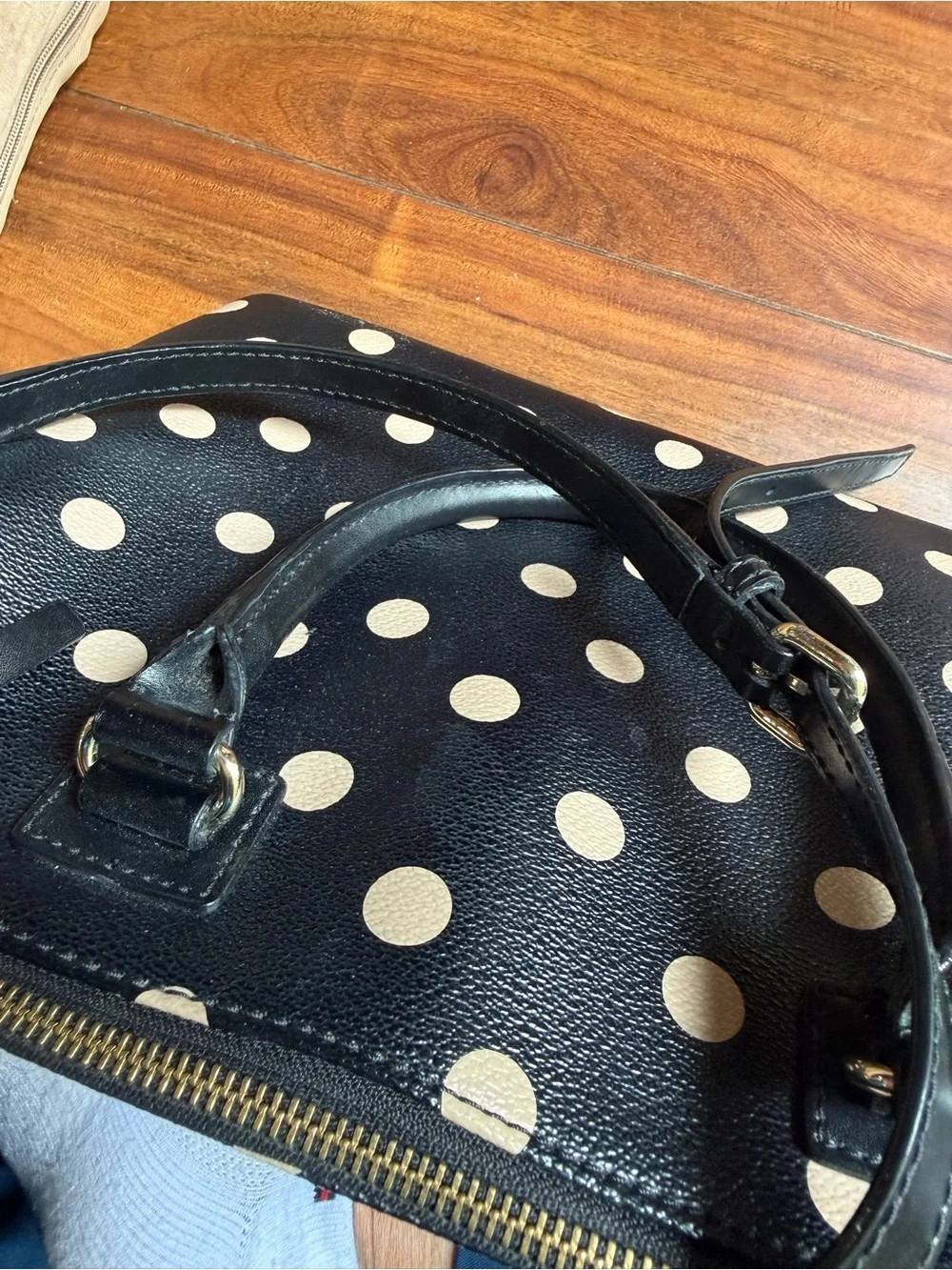 kate spade Black and Cream Polka Dot Shoulder Bag